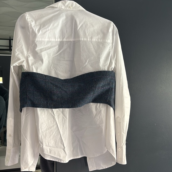 Veronica Beard White Button Down Shirt with Modern Design - Picture 8 of 8